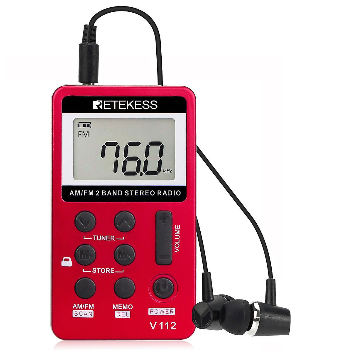 Retekess V-112 Red Mini Radio Portable Am Fm F9202d