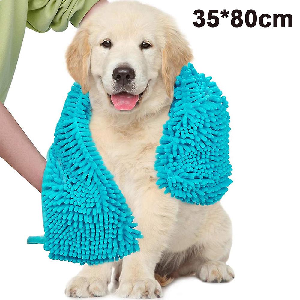 Ultra Absorbent Quick Dry Pet Bath Towels Soft Chenille Material Hand Pocket Design For Large, Medium