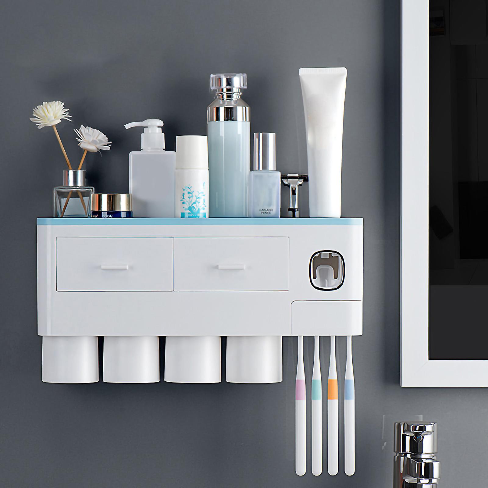 Toothbrush Storage Rack Inverted Magnetic Adsorption Toothbrush Holder Toothpaste Squeezer