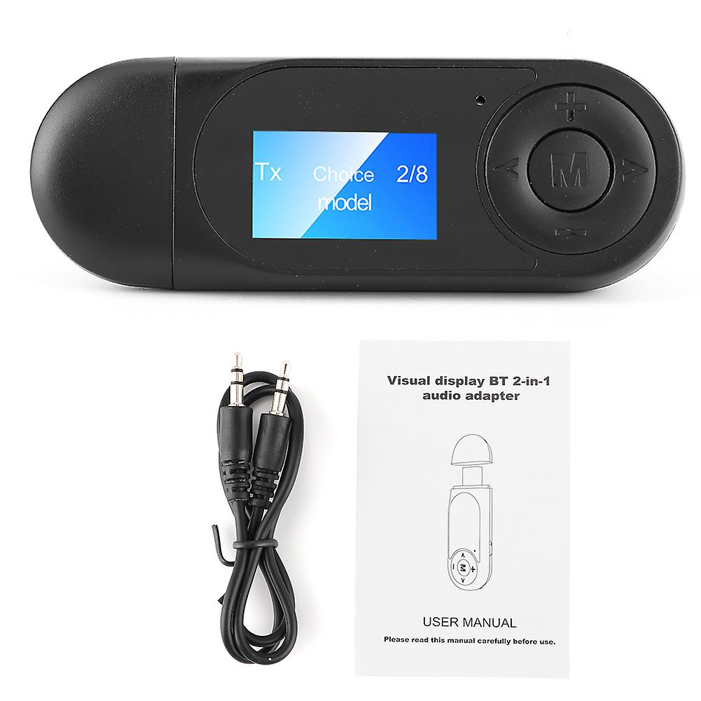 Portable Bluetooth5.0Receiver Bluetooth 5.0 o Adapter Wireless Transmitter Receiver with LCD for Car PC Wired Speaker 3.5mm
