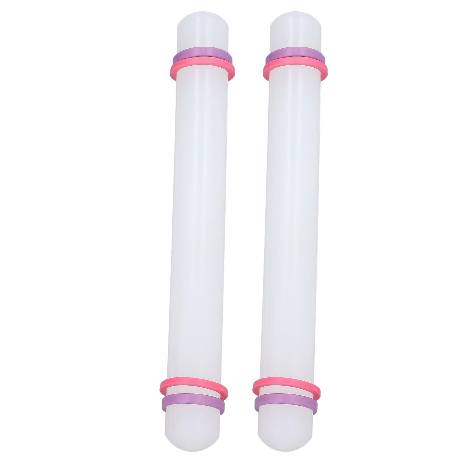 2Pcs Plastic Rolling Pin Safe Durable Sturdy Plastic Nonstick Surface Wide Application Small Rolling Pin
