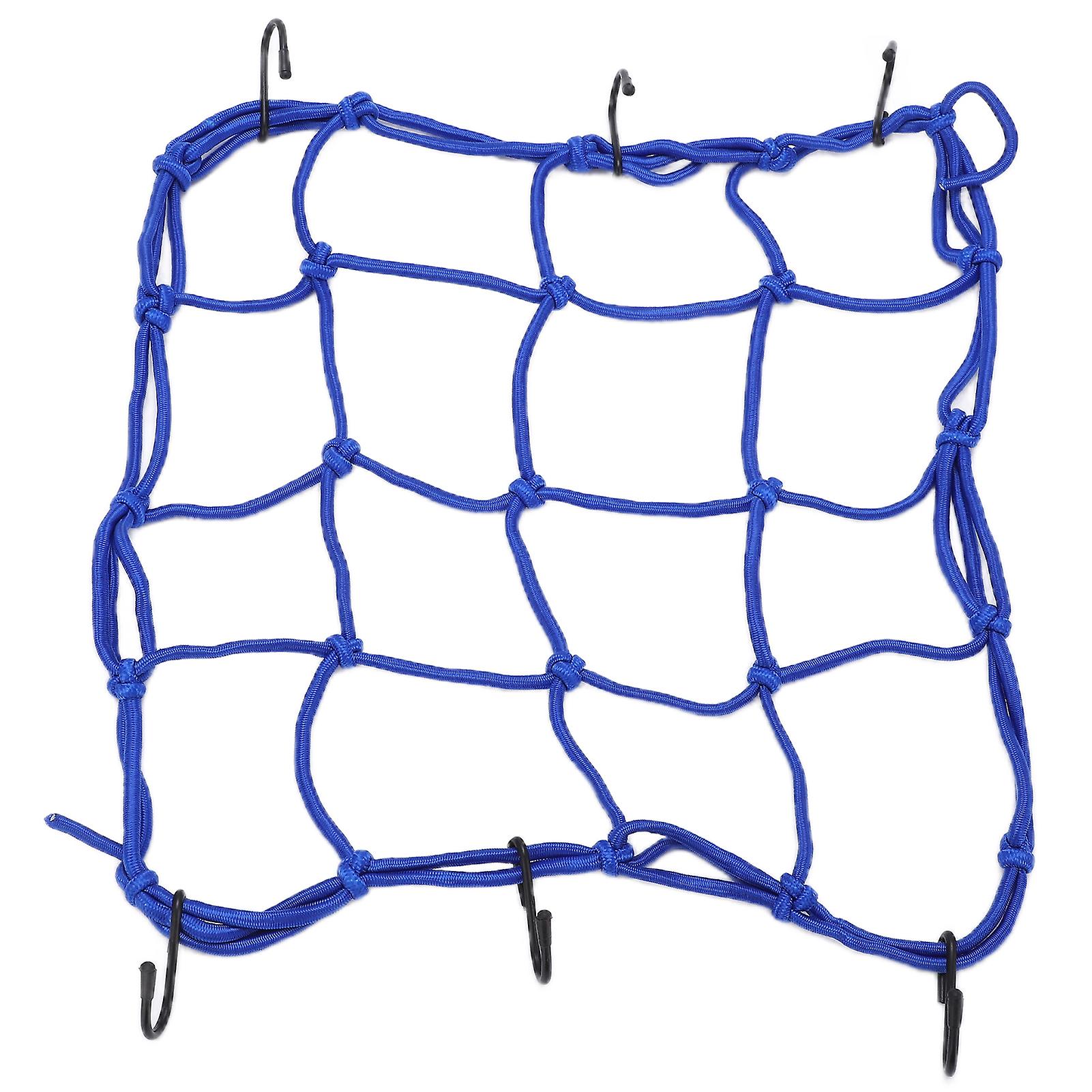 Nylon Cargo Net Tough Elastic Luggage Net with Hooks for Road Mountain Bikes Motorcycles Electric Vehicles Blue