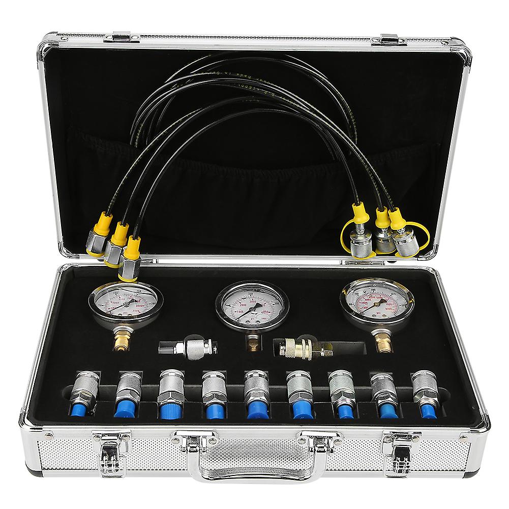 Excavator Hydraulic Pressure Test Kit with Testing Point Coupling and Gauge