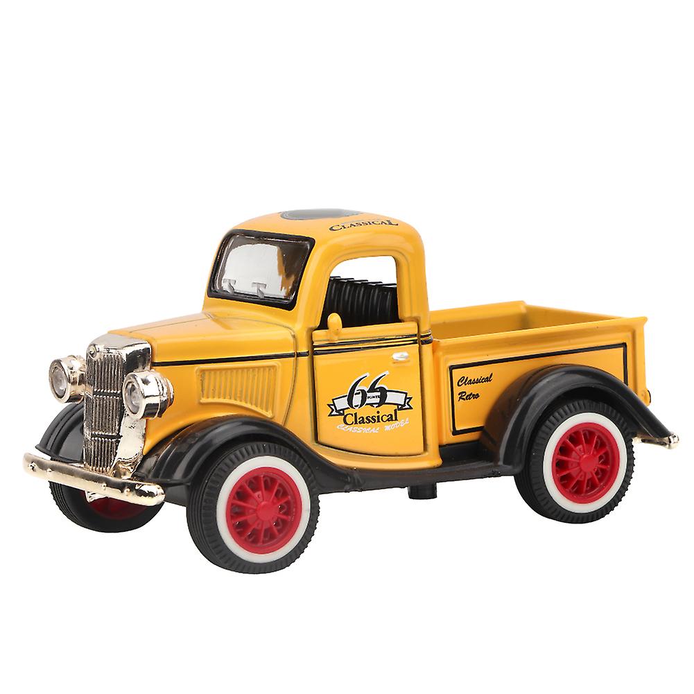 Voiture jouet en alliage à tirer, modèle de camionnette moulé sous pression, jouet sonore et lumineux (jaune)