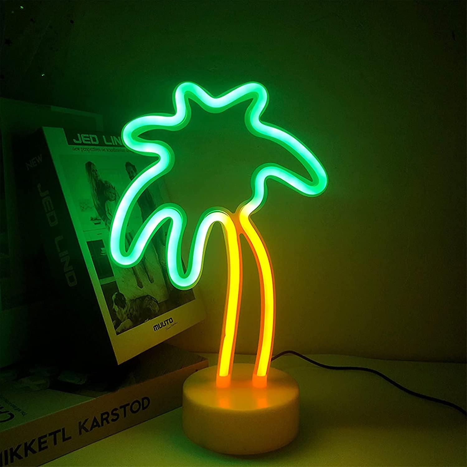 2023 - Coconut Palm Tree Night Light Neon Light with Stand Base LED Neon Sign Battery or USB Powered Palm Neon Neon