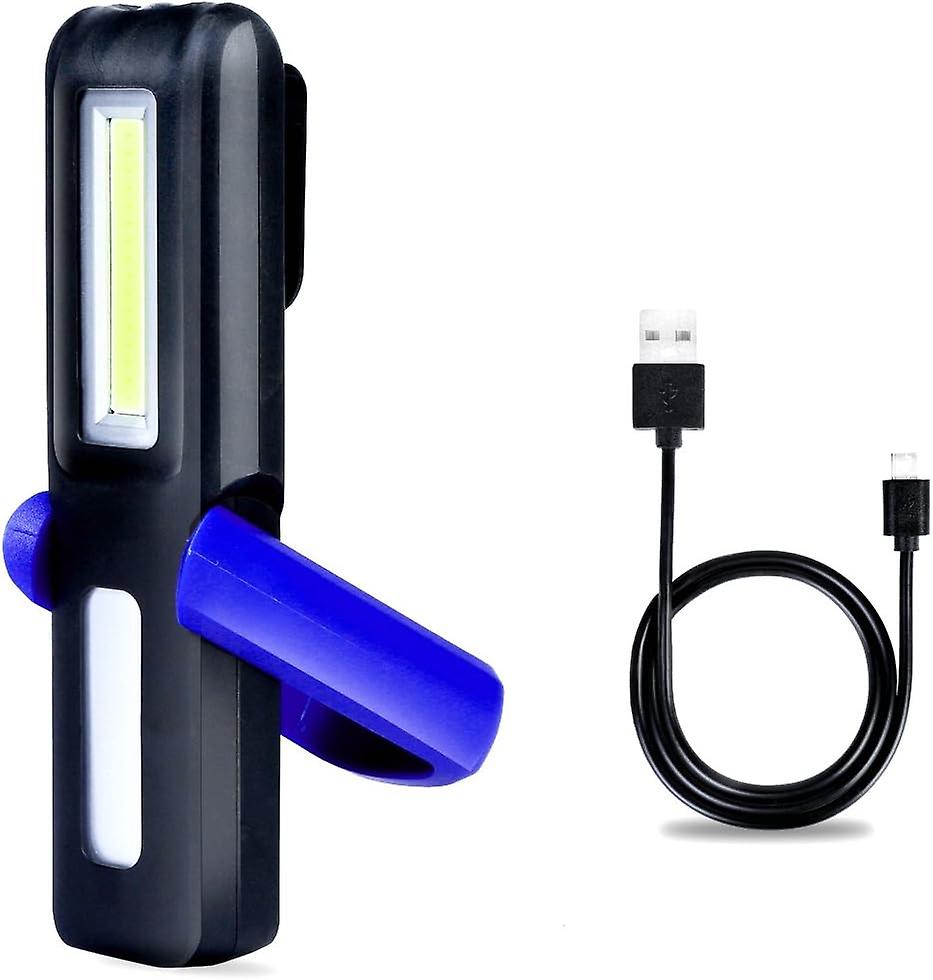 Rechargeable Led Work Light, Portable DIY Magnetic Workshop Torch Powerful LED + COB Work Light with Magnetic Base and 360° Hook for Self Inspection