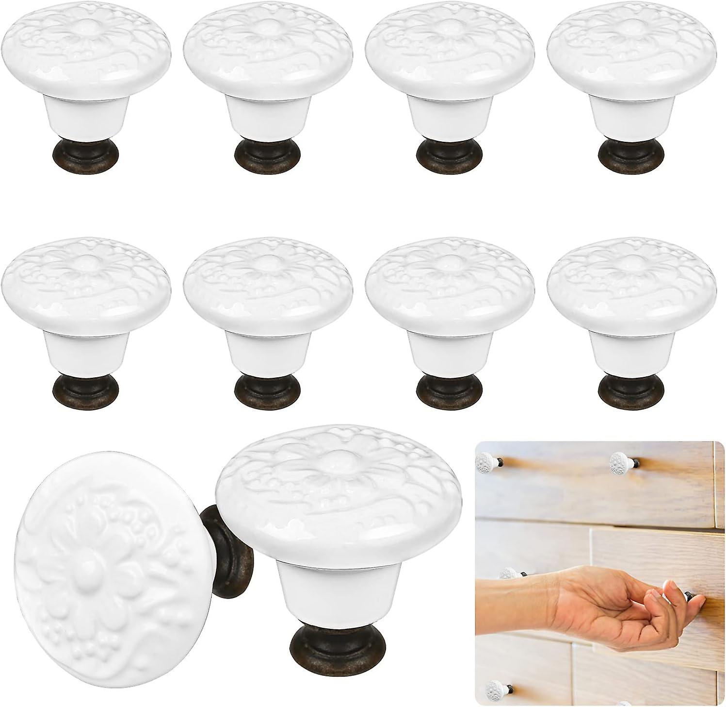 Ceramic Door Knobs, Drawer Knobs, Vintage Floral Style Ceramic Furniture Knobs with Screws(12 pcs) (AAA)