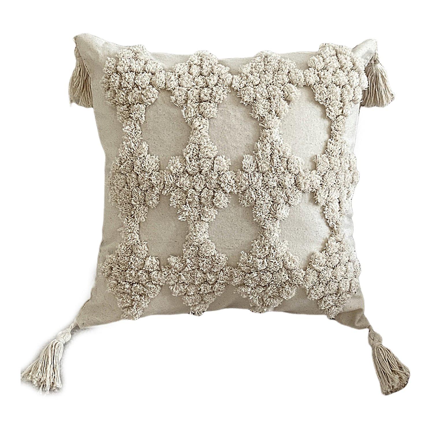 Roadoor Pillowcase Stylish Bohemian Ethnic Tassel Design Thickened Embroidered Sofa Bedside Cushion