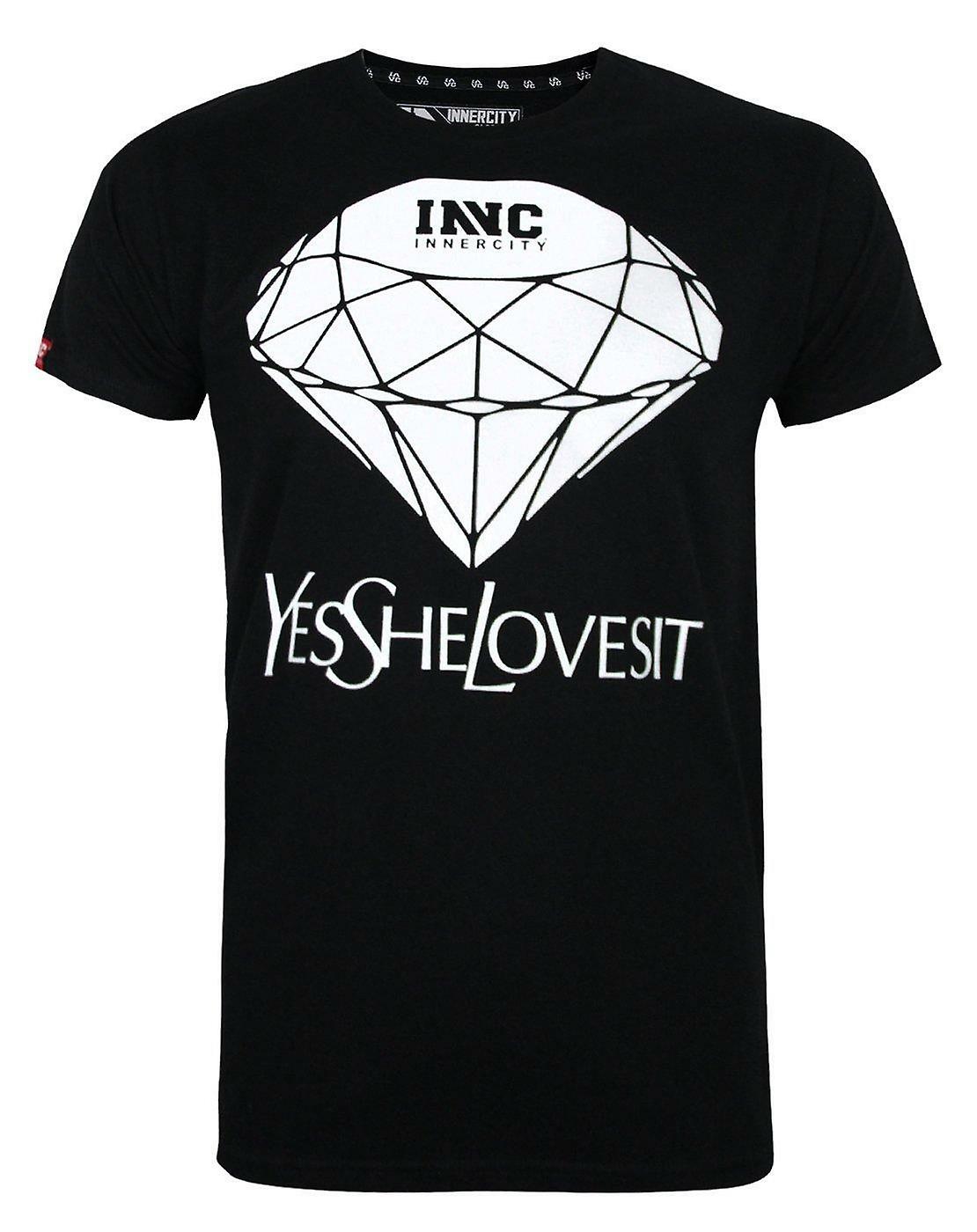 垃圾食品服装男士短袖T恤黑钻石图案