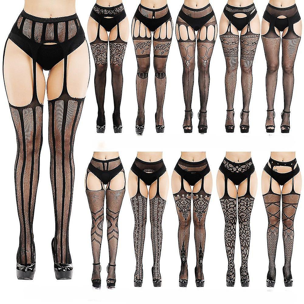 מתלים סקסיים גרביונים סופר אלסטי ביריות סקסיות גרביונים נשים תיק פתוח רשת עדינה גרביים נגד החלקה