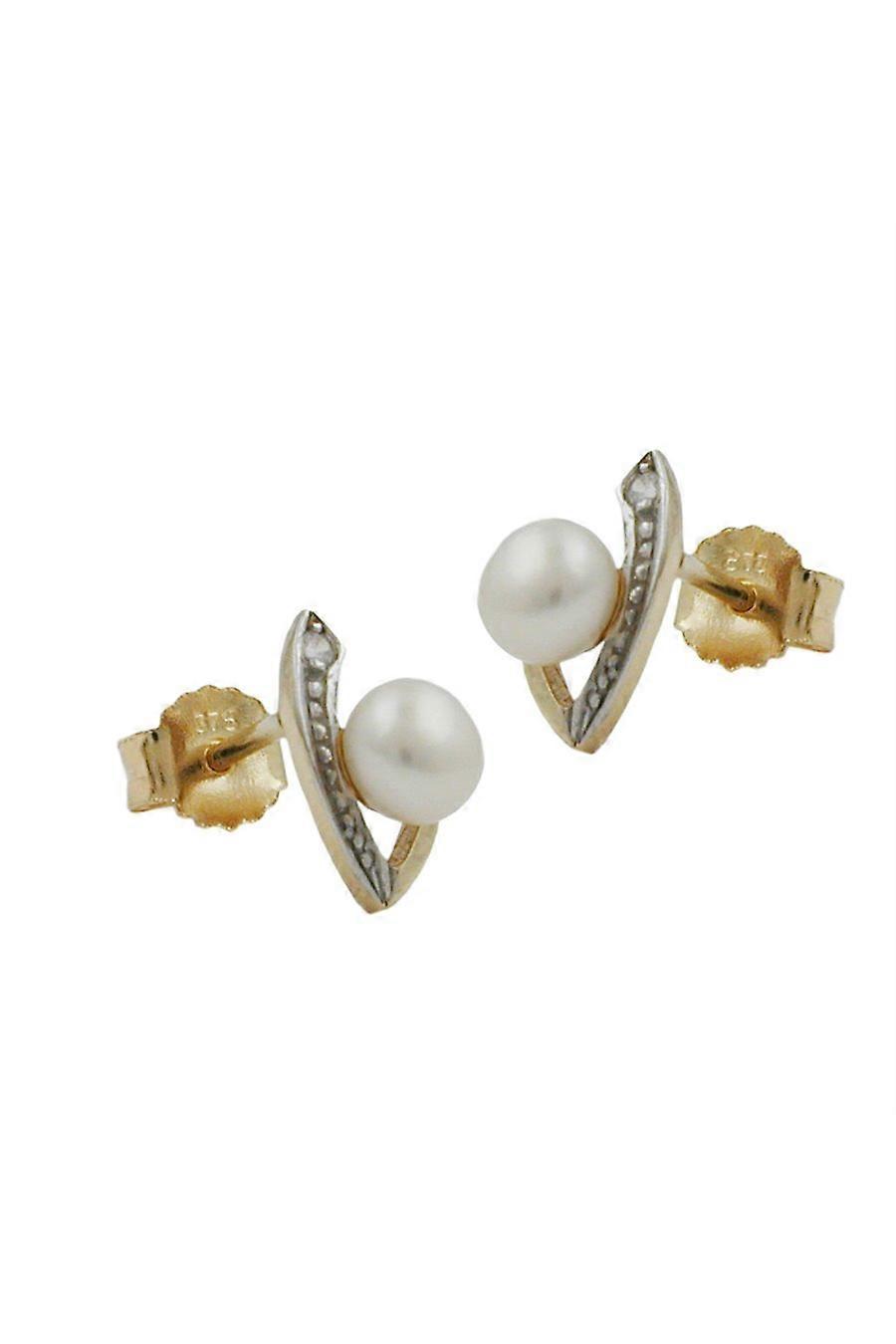 Earrings Two Tone Zirconia 9k Gold - Gl431009