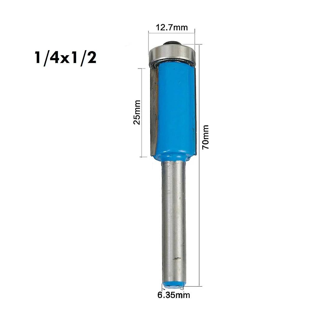 1pc 6.35mm Shank Long Blade Flush Trim Bit Router Bit With Bearing For Wood Template Pattern Bit Milling Cutter Woodworking Tool~12510