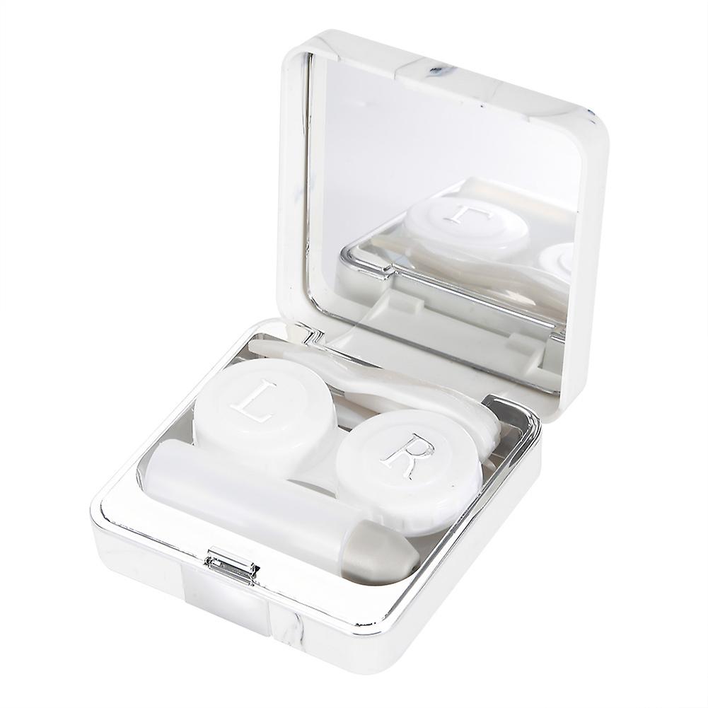 Lens Container Marble Surface Square Cover Contact Lens Case Travel Container Holder (Sliver)