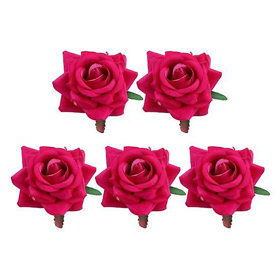 5Pcs Fake Rose Head Realistic Decorative DIY Multipurpose Bridal Accessories Faux Silk Flower Party Decor