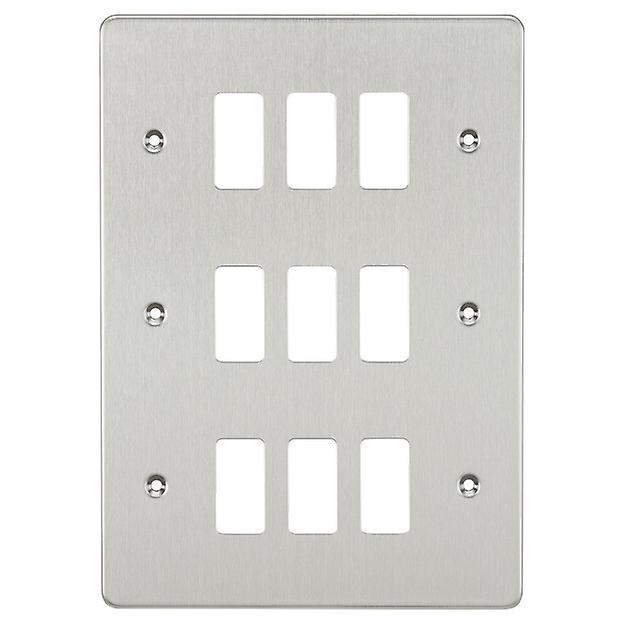 Knightsbridge Flat plate 9G grid faceplate - brushed chrome - GDFP009BC