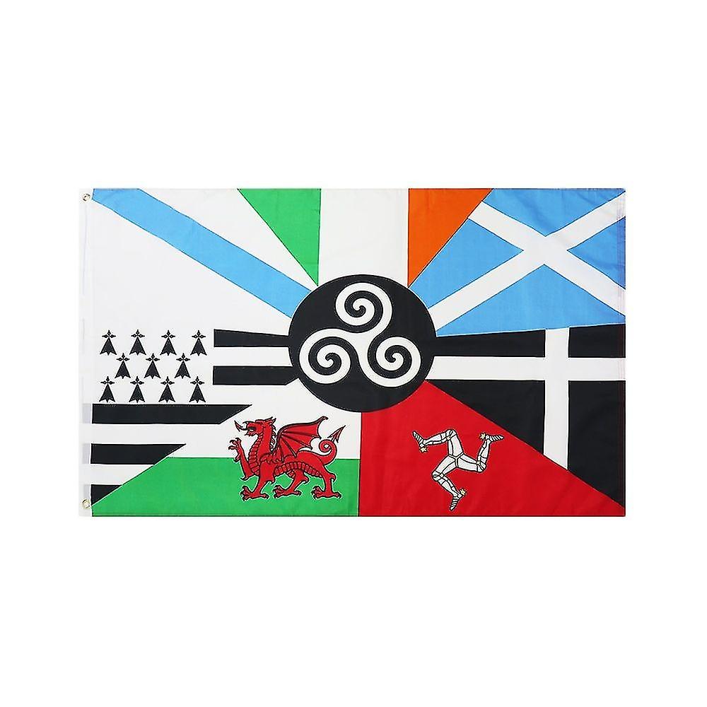Flagicts 3x5 Ft Multi Celtic Flag Celtic Countries Flags Banner Polyester With Rings