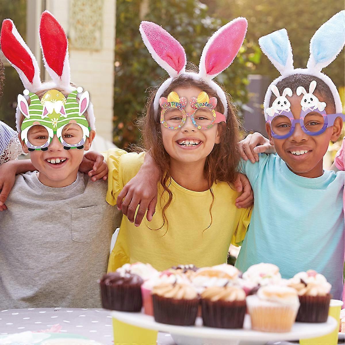 9 Pcs Easter Glasses Party Decor - Glitter Bunny And Egg Sunglasses Frames Novelty Photo Props For Kids & Adults