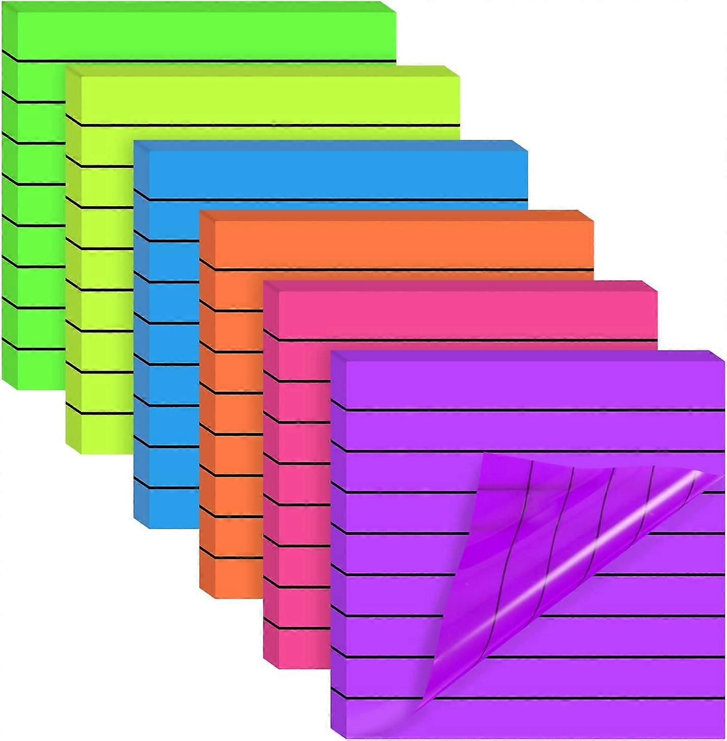 6 Pack Transparent Sticky Notes, Clear Lined Sticky Notes Self-Stick Sticky Notes with Lines Waterproof Translucent Notes Pads for School Office Meeti