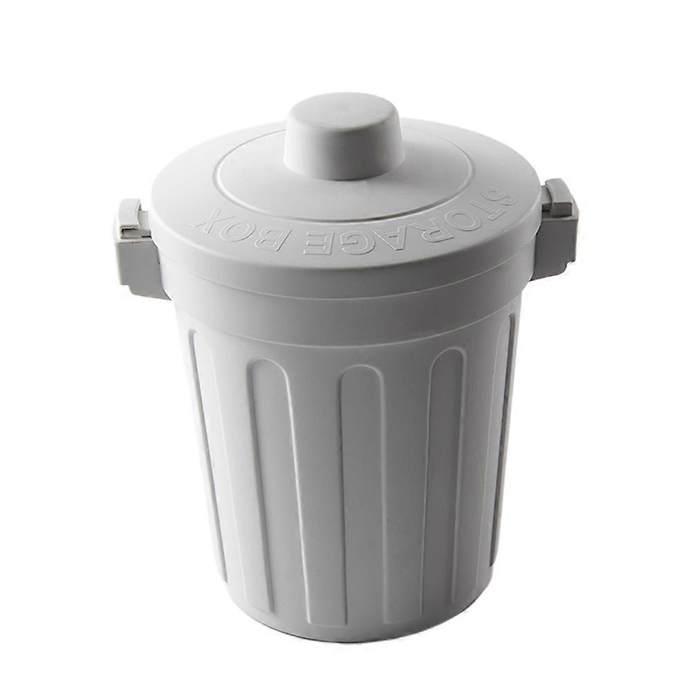 Plastic Desktop Trash Can with Lid Mini Rubbish Container with Flip-top for Home Living Room Desk (Light Grey)