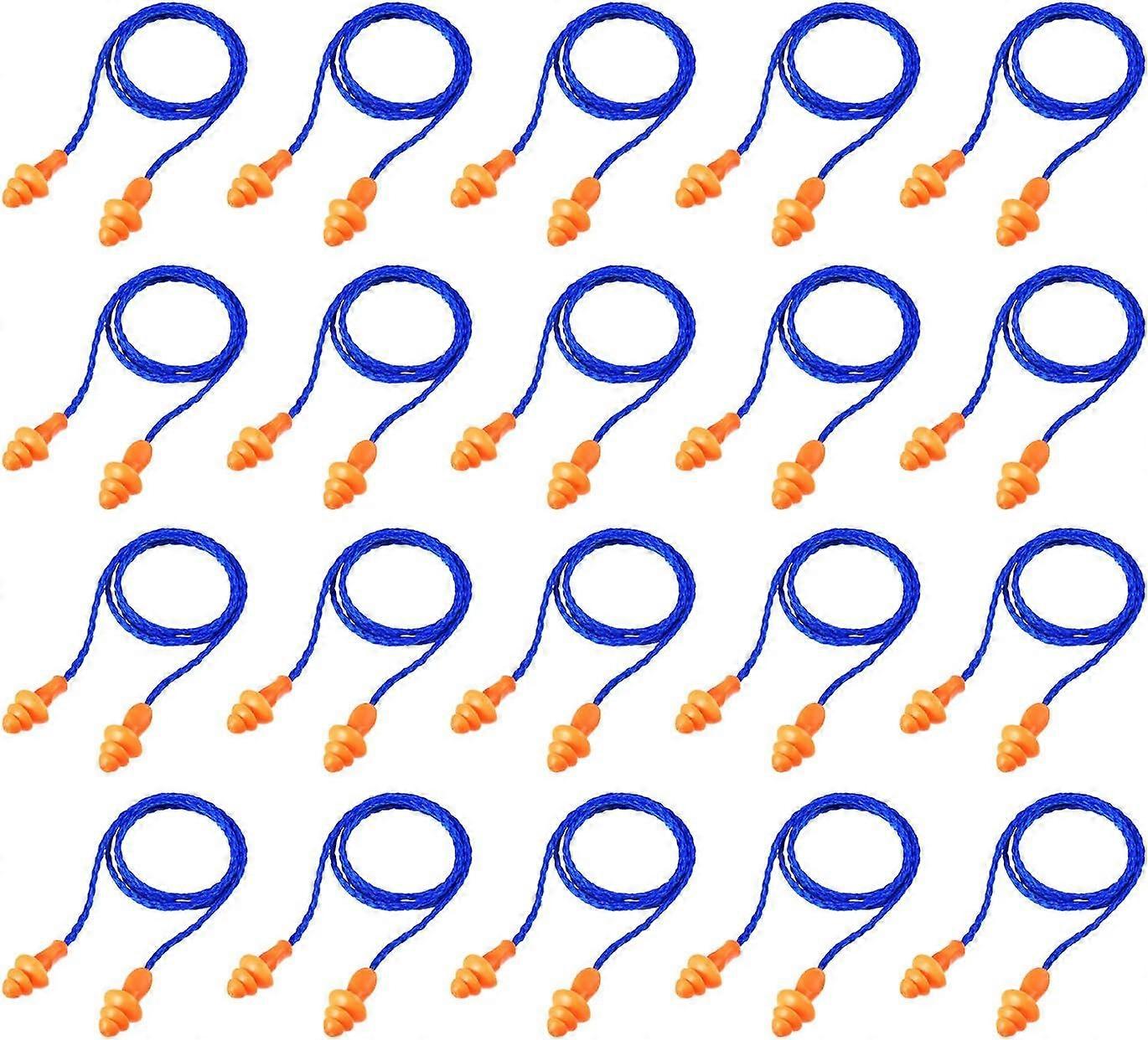 20 Pairs Cord Earplugs Reusable Silicone Ear Plugs with Rope Noise Canceling Earplug for Sleeping Hearing Protection