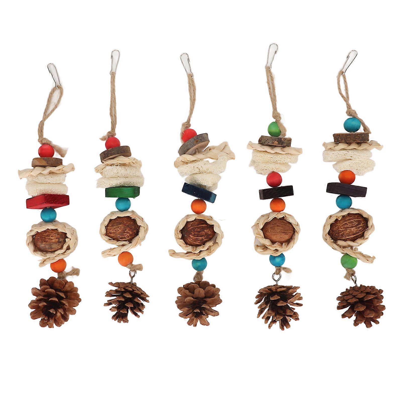 5PCS Parrot Chewing String Toy Relieve Boredom Bite Resistant Bird Bite Toy for Small Medium Parrots Loofah Model