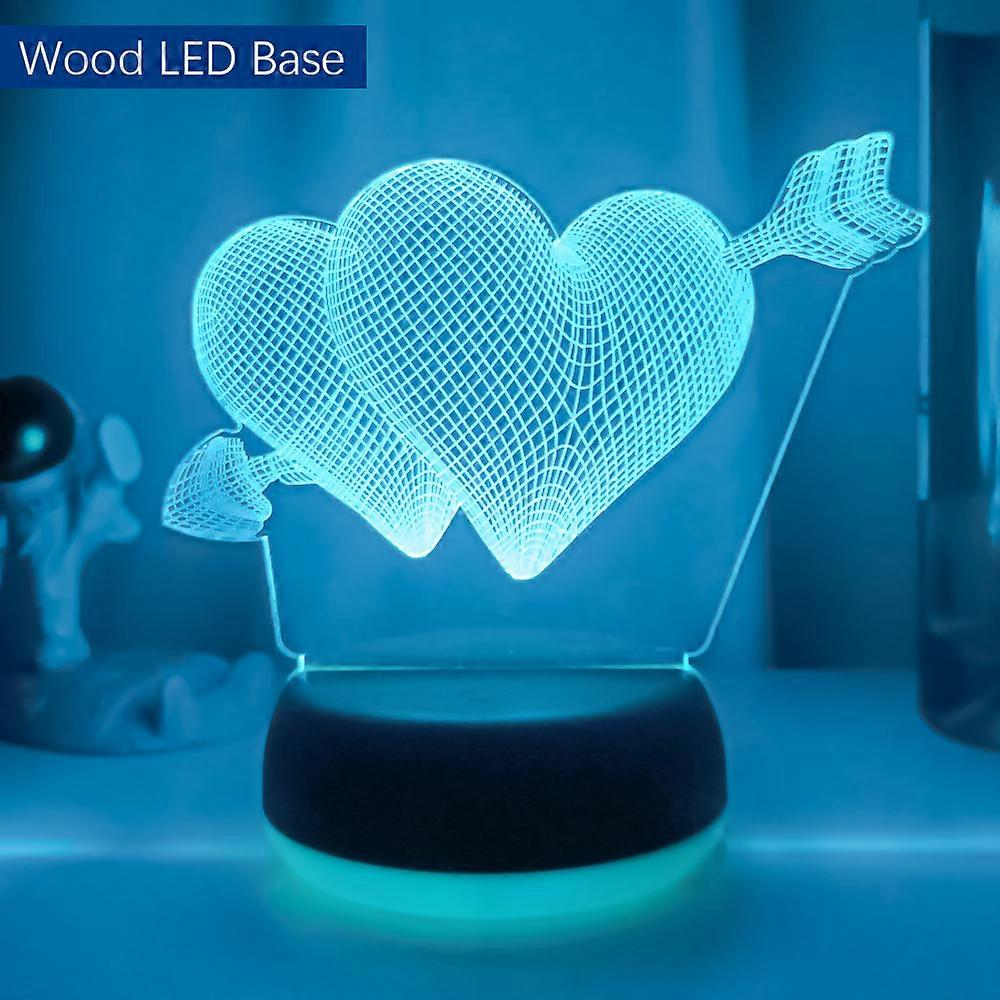 Pierce Your Heart 3d Night Light With Heart Led Touch Switch Colorful Atmosphere For Home Decoration Light Table Lamp Bedside