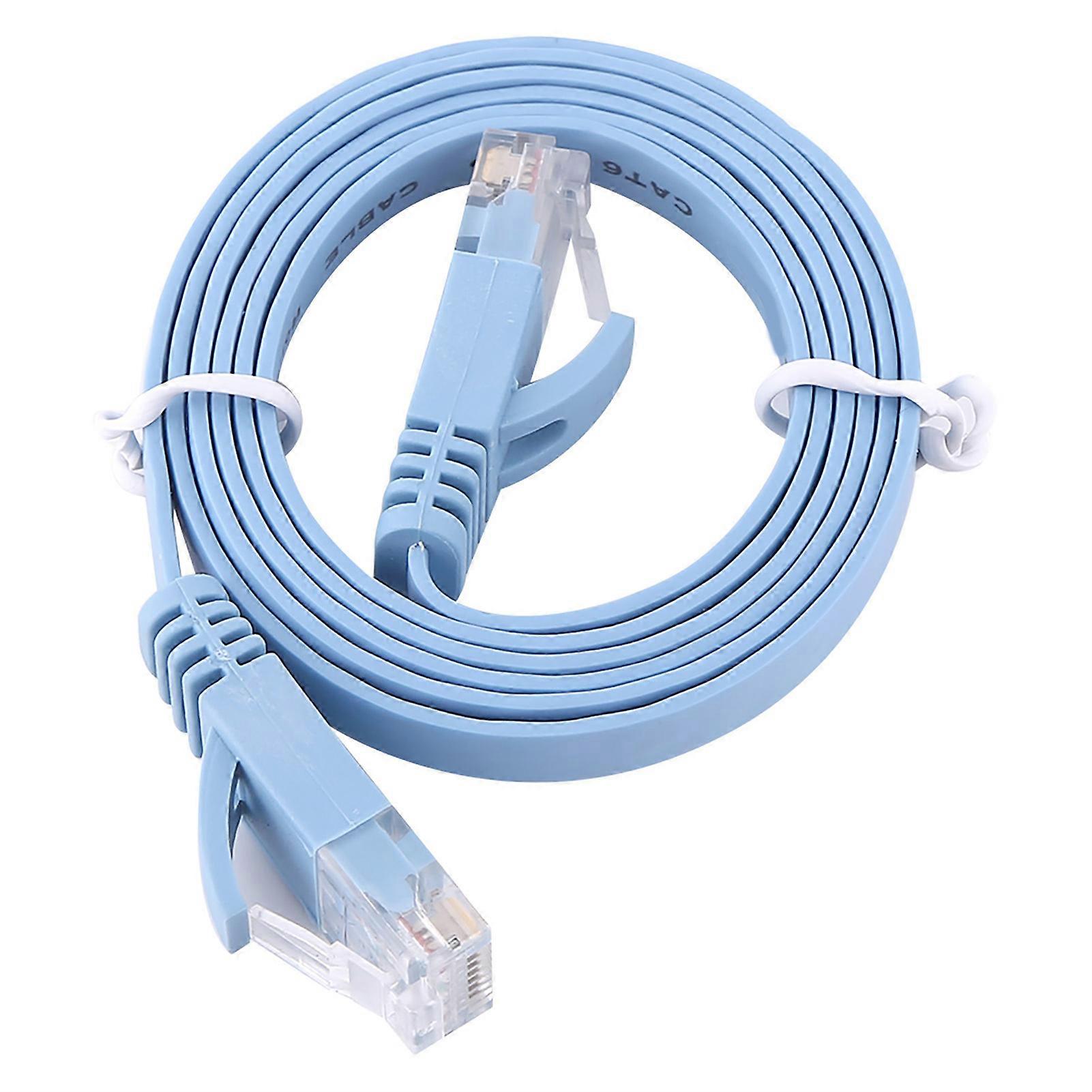RJ45 CAT6 Ethernet Network Flat LAN Cable UTP Patch Router Cabluri 1000M Albastru 1meter
