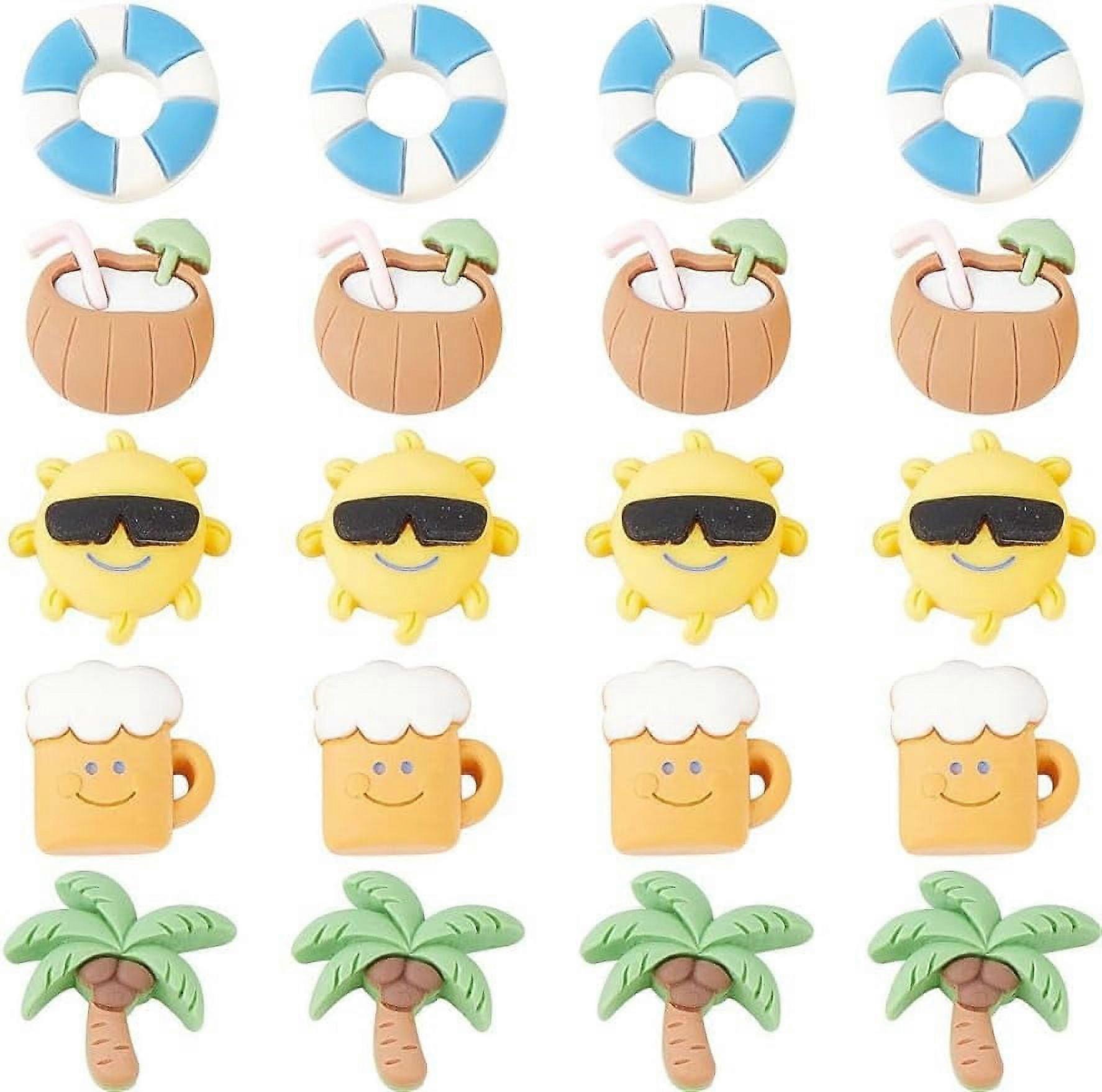 60Pcs Summer Resin Charms Beach Flat Back Charms Ocean Hawaii Cabochons Beach Flatbacks Charms Flatback Cabochons for Embellishments Headband Scrapboo
