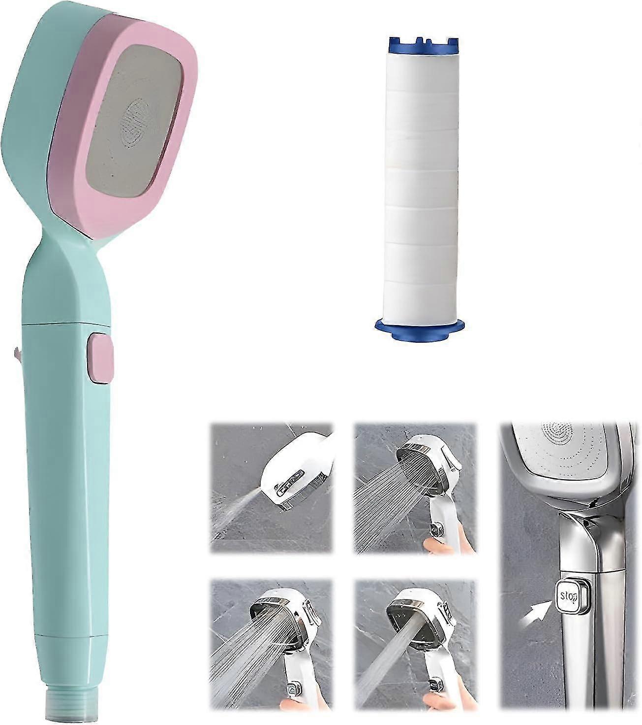 4-mode Handheld Pressurized Shower Head With Pause Switch, High Pressure Shower Head Adjustable Spa Shower Nozzle Filter