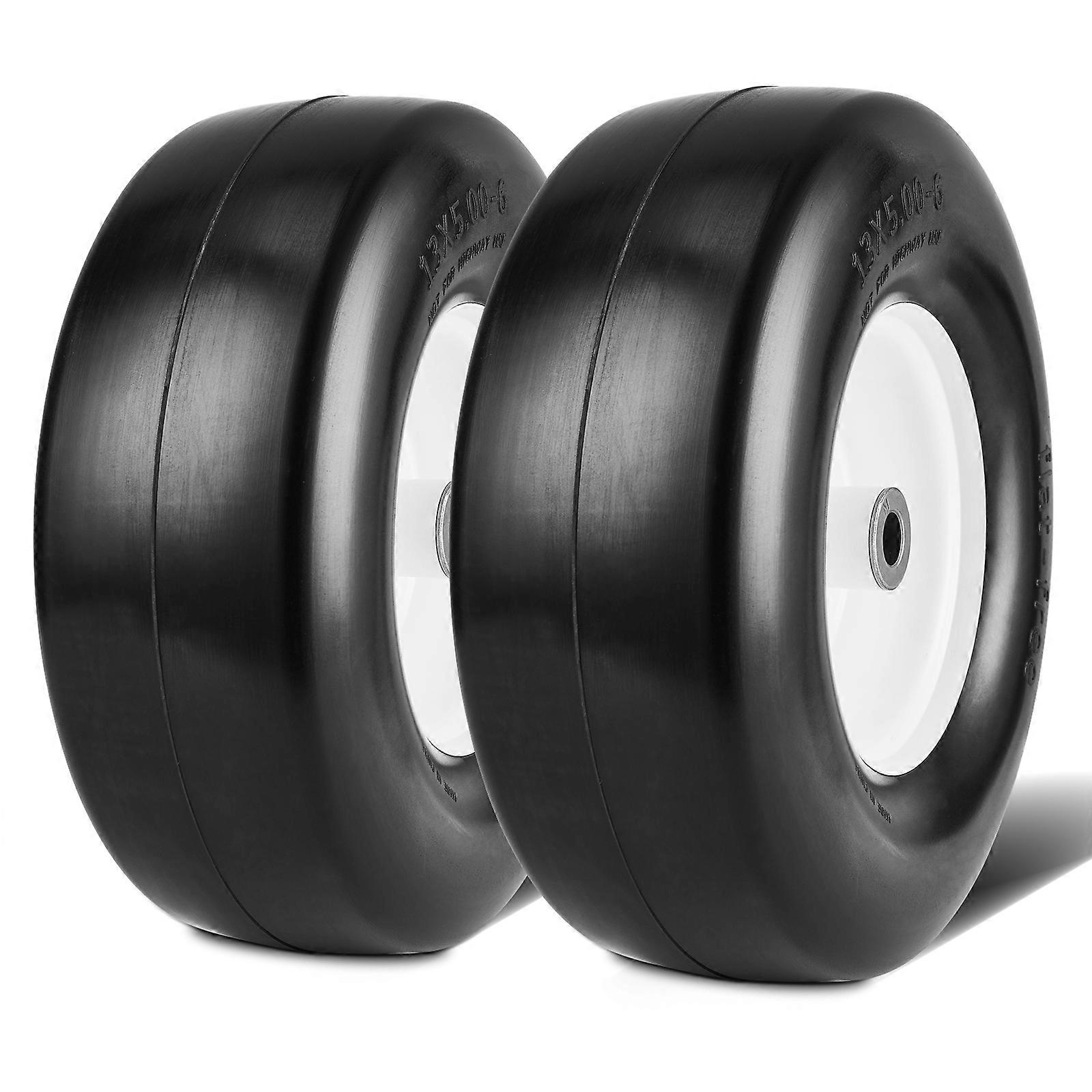 Rasenmäherreifen mit Felge, 13x5-6" , 2er-Pack Reifen und Radbaugruppe, pannenfreie PU-Reifen, 3,25"-5,9" , 3/4" Buchsengröße