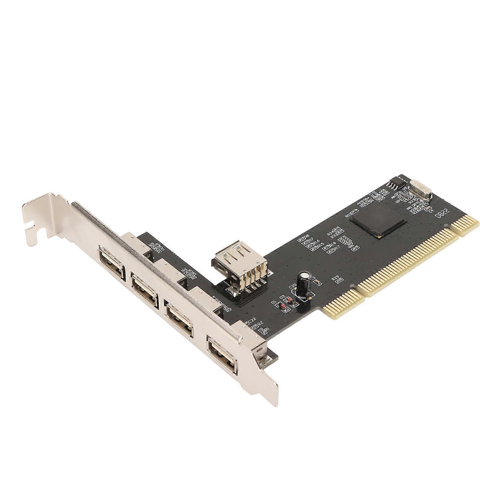 PCI to USB2.0 Internal Expansion Card 5 Port 480Mbps Plug and Play 4 External 1 Internal PCI Expansion to USB Adapter Hub