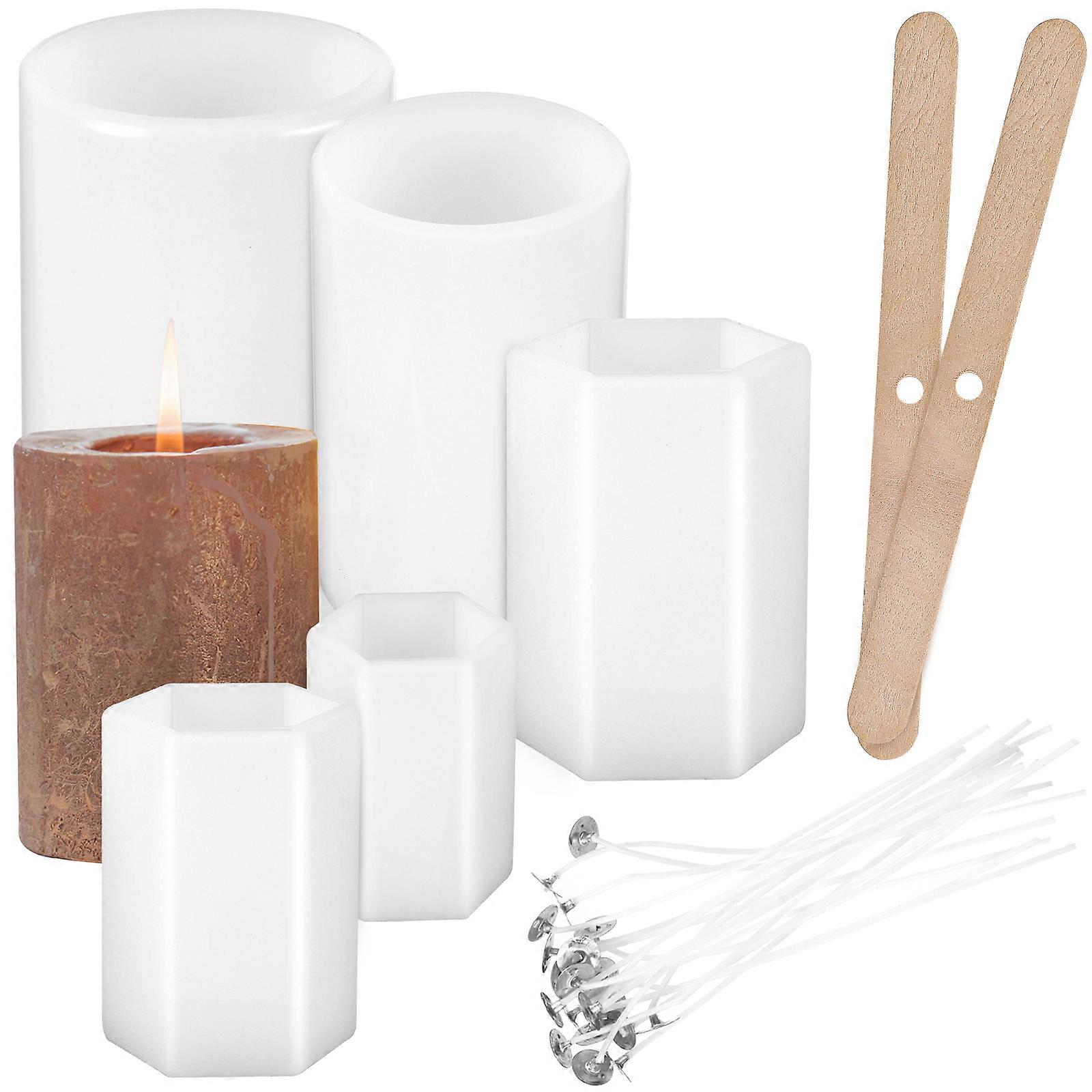 1 Set Silicone Candle Moulds Candle Wick Holders with Candle Wicks for DIY Making Candles
