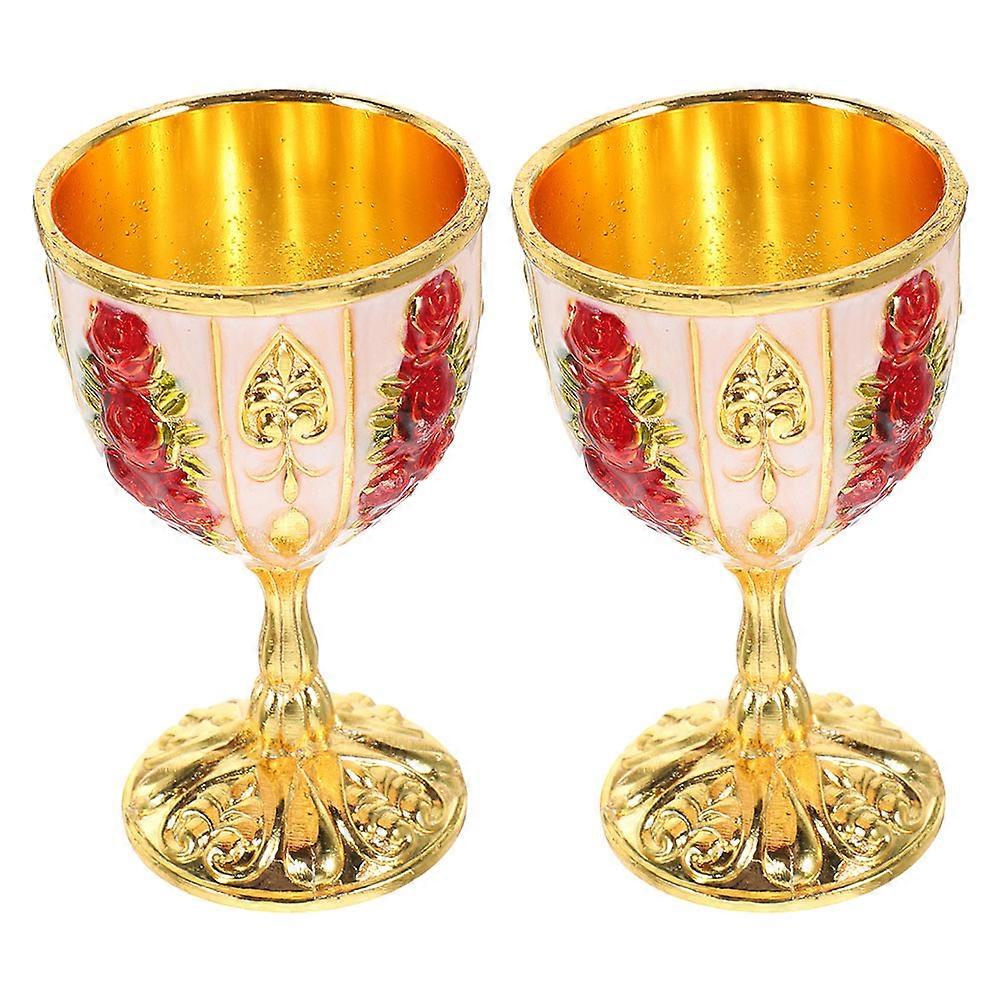 2Pcs European Style Decorative Cup Iron Art Cup Exquisite Small Wine Cup for Home Restaurant