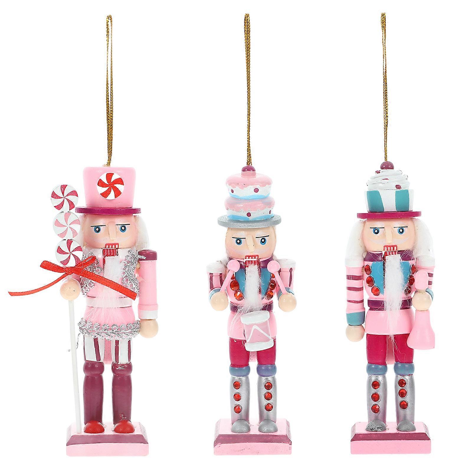 3Pcs Festival Nutcracker Decor Festival Nutcracker Figure Wooden Nutcracker