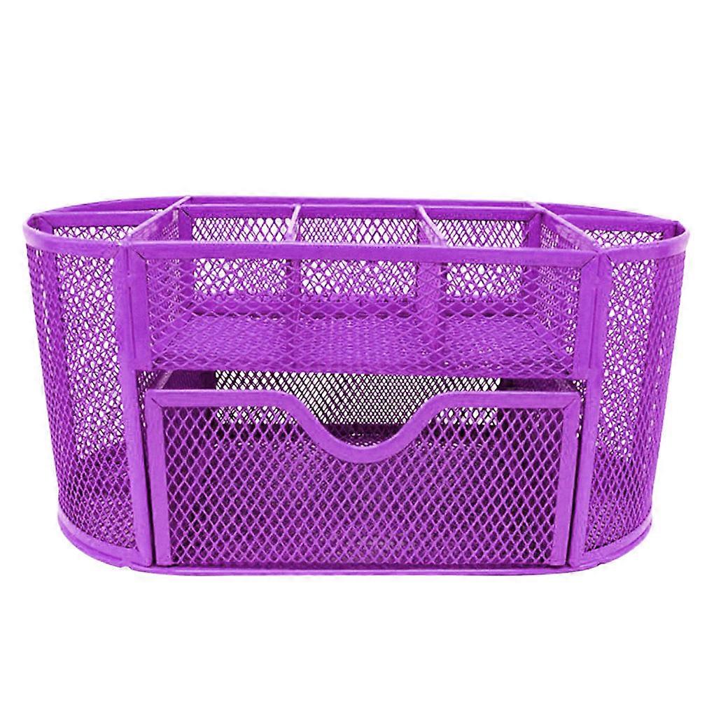 9 Storage Multi-Functional Desk Organizer Mesh Metal Pen Holder Stationery Container Box Office School Supplies Accessories