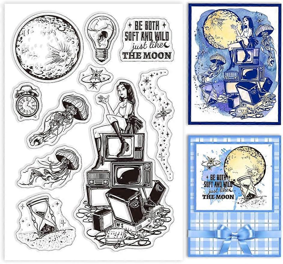 1Sheet Woman Silicone Clear Stamp Seals