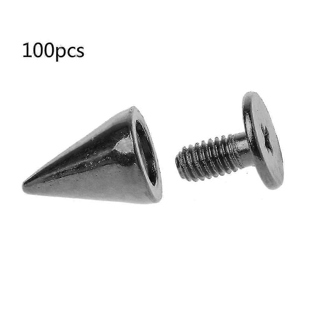 100 Pcs Bullet Cone Spike & Studs Flat Back Punk Spikes Metal Screw Back Studs