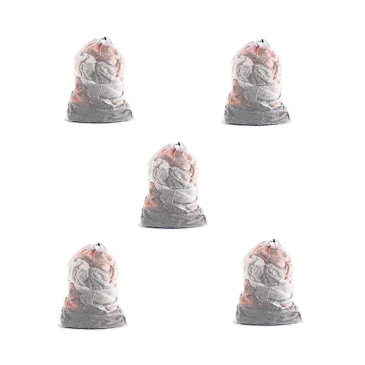 5pcs Drawstring Mesh Laundry Bag Extra Oversized With Shoulder Strap Suitable For University Dormit