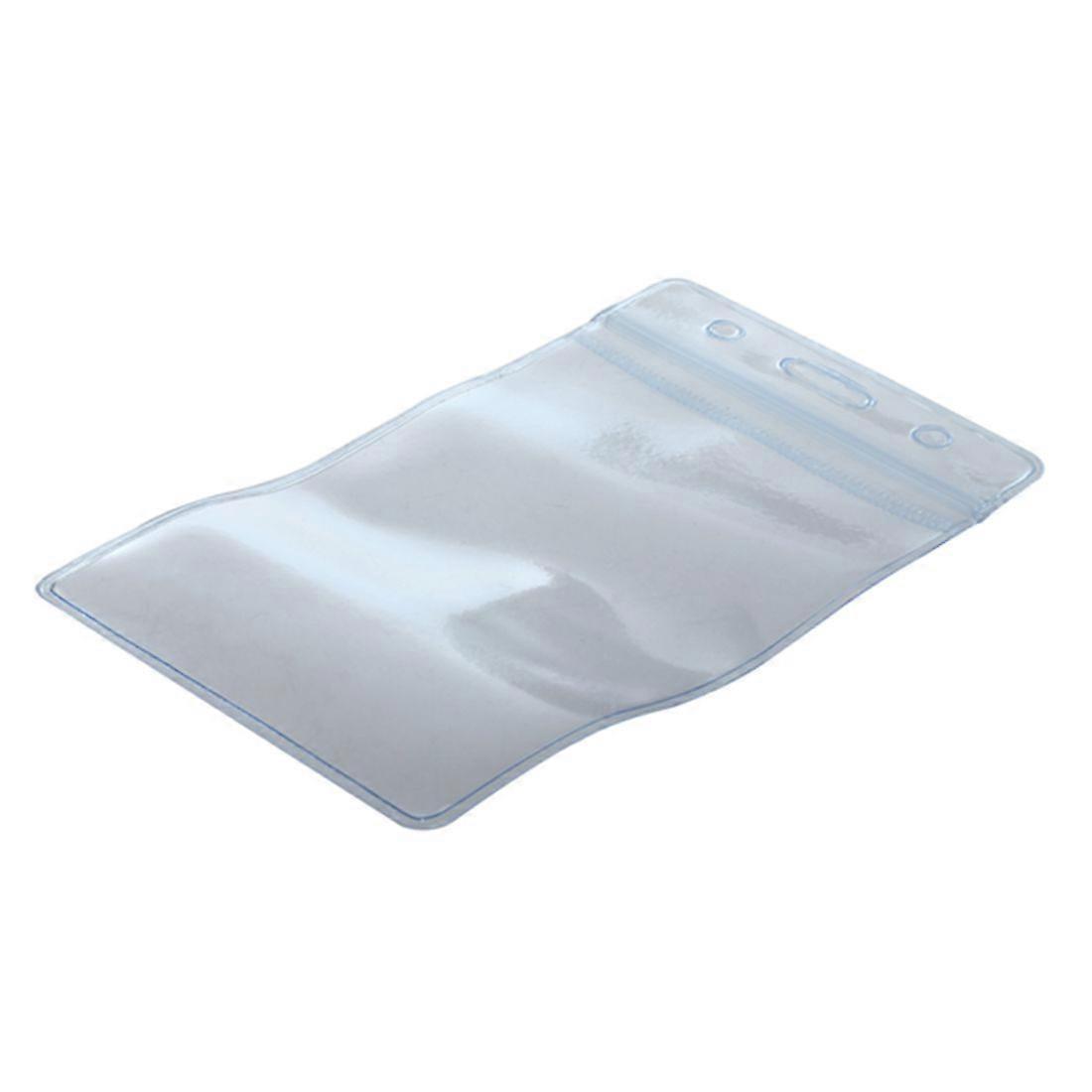 50 Pcs Clear Plastic Vertical Name Tag ID Card Holders