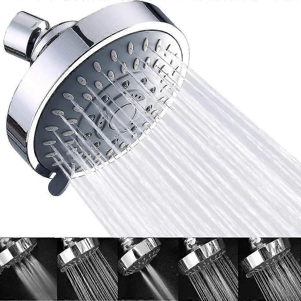 high pressure fixed shower head, 5 settings adjustable water saving rainfall shower head for bathroom spa relaxation, polished chrome, anti-scale, 2.5
