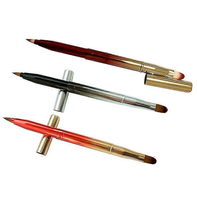 3pcs dual ended lip brush concealer brushes retractable lipstick liner brush makeup brushes (gradient)