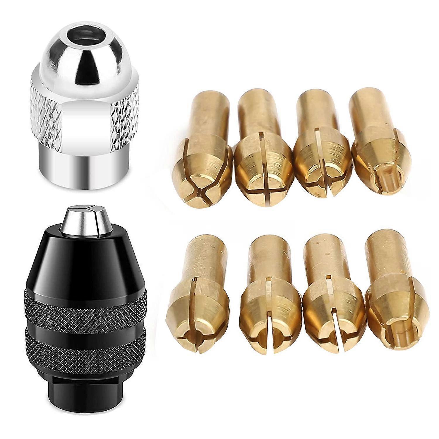 Brass Collet Set with Keyless Drill Chuck, Replacement 4485 Brass Quick Change Drill Nut Tool Set T