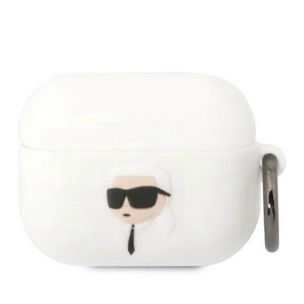 Karl Lagerfeld AirPods Pro Silicone Case Karl's Head 3D - White