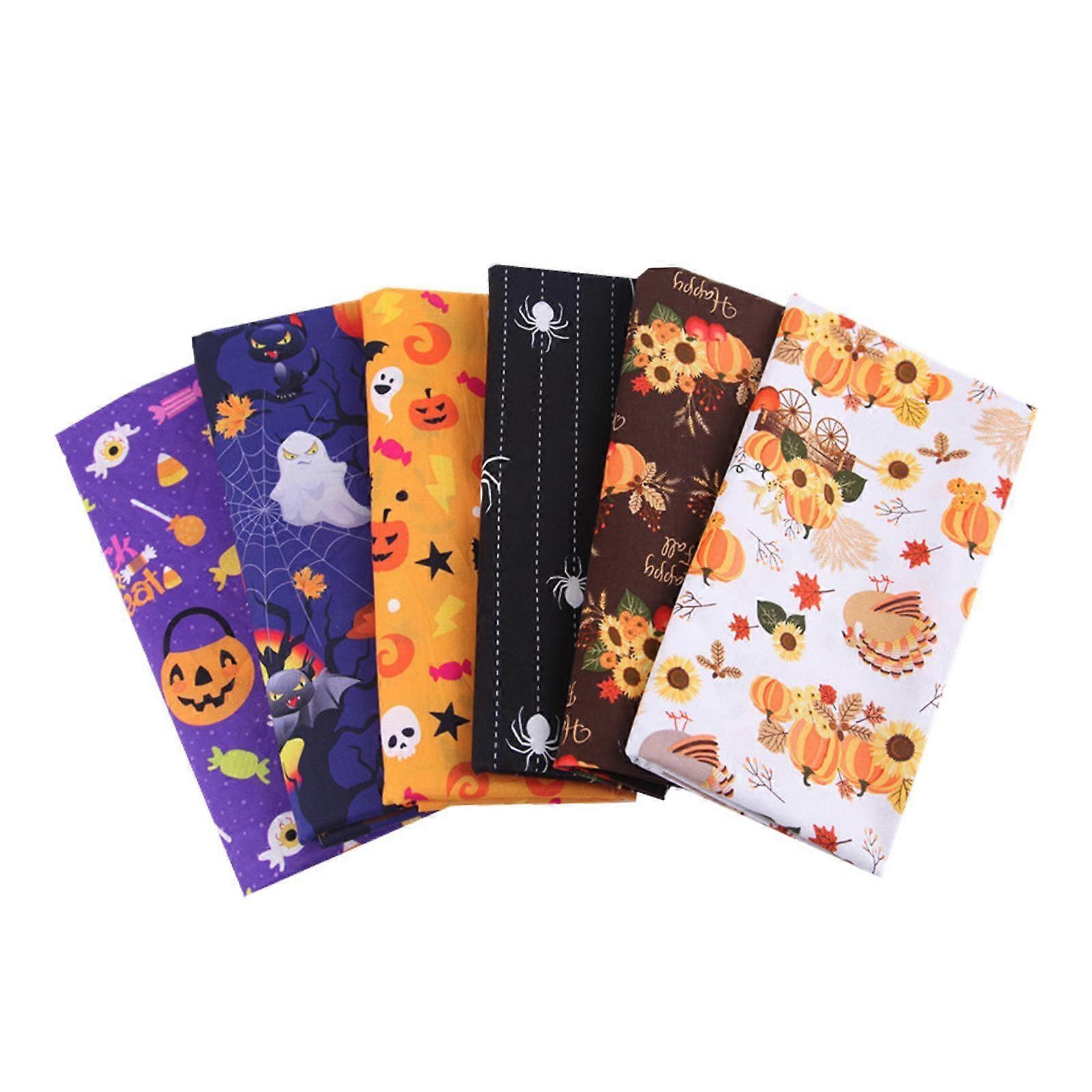 Halloween Βαμβακερά Υφάσματα Kit για Πάρτι Ημέρα των Ευχαριστιών Bulletin Board Σκηνικά 6τμχ