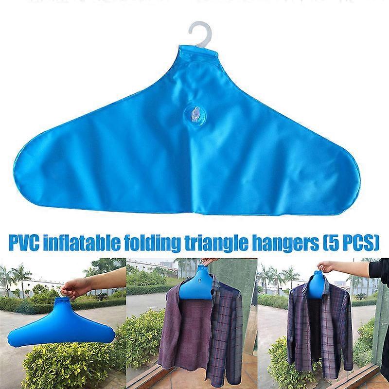5 Pcs PVC Inflatable Clothes Hanger Rack Foldable Non Slip Travel Portable Coat Hangers