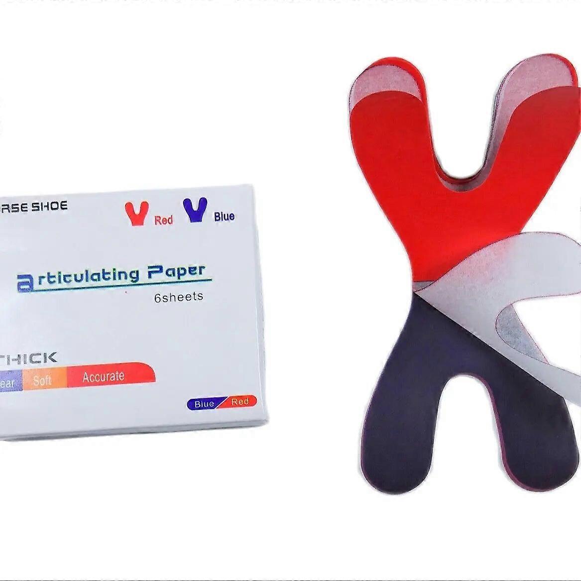 72枚/ボックス関節式紙歯科用馬蹄形赤+青厚100m咬合記録義歯親水性