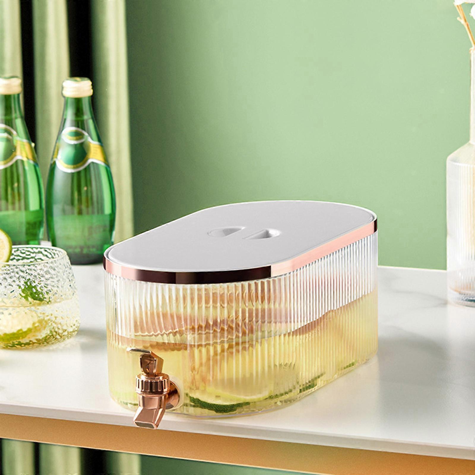 5.3L Cold Kettle With Faucet In Refrigerator, Large Capacity Water Iced Juice Lemonade Water Jug Fruit Teapot Bucket Drink Container For Garden Home P