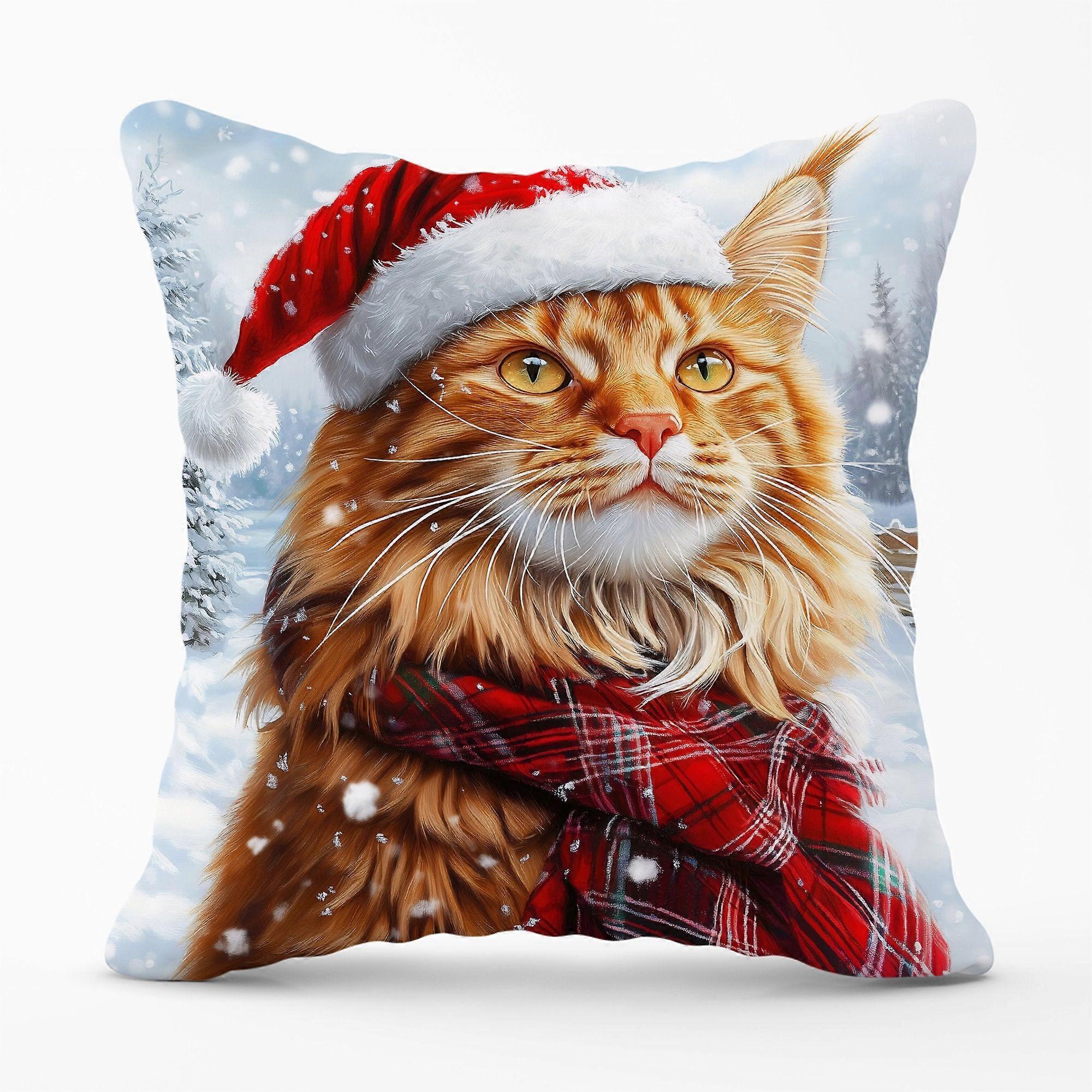 Christmas Ginger Maine Coon Cushion