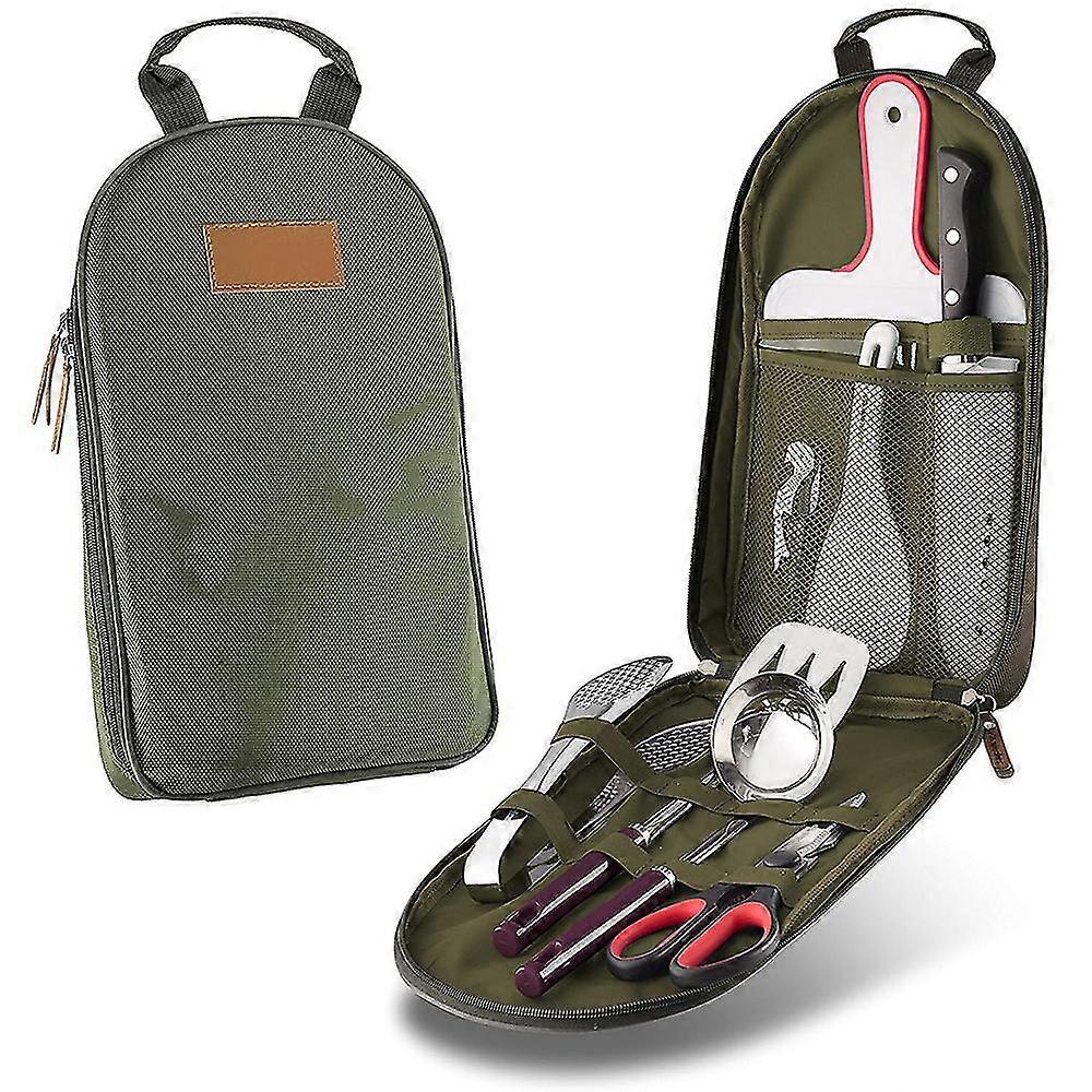 8pcs Camping Cookware Kitchen Utensil Organizer Travel Set