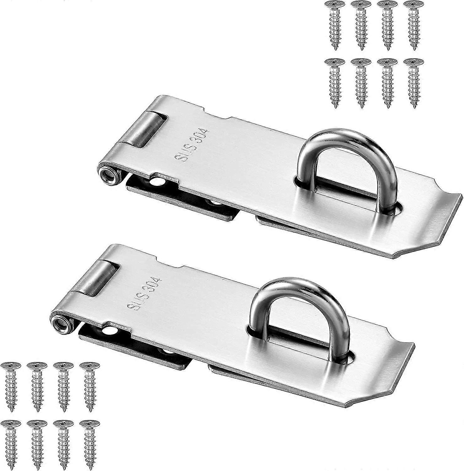 2 Pcs Stainless Steel Hasp Lock Security Lock Device Door Lock Hasp Padlock Door For Cabinet Window (3 Inch)